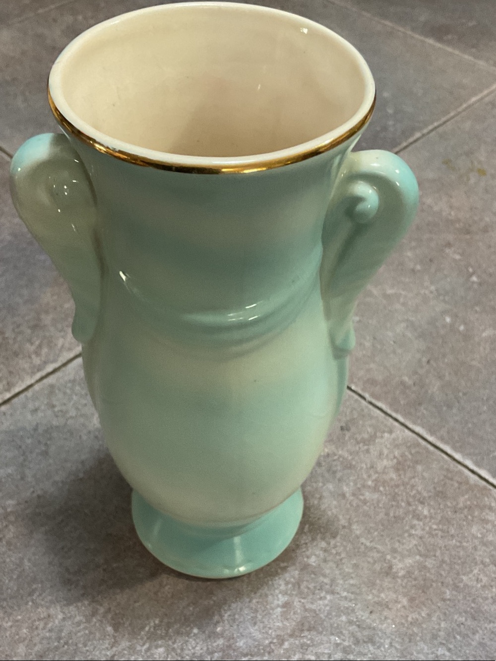 Baby blueCeramic Vase with Gold Trim - Hom